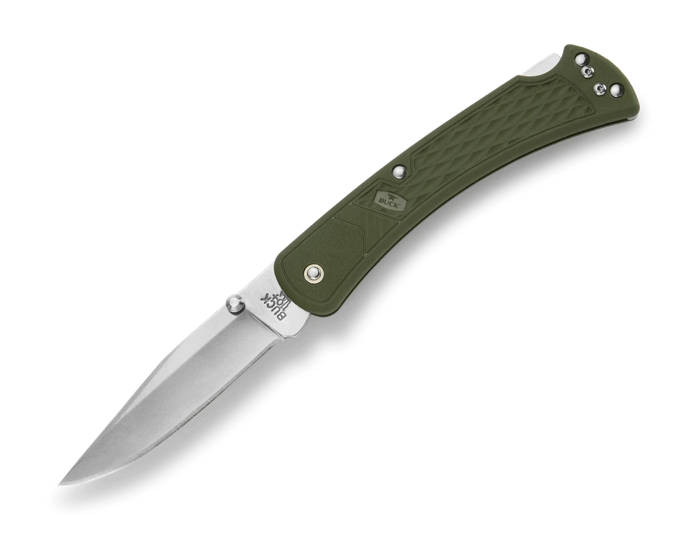 BUCK KNIFE SLIM HUNTER OD GREEN HANDLE 12695
