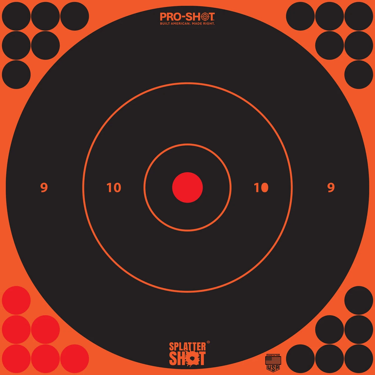 PRO-SHOT SPLATTERSHOT 12" ORANGE BULLSEYE TARGET - 5 PACK