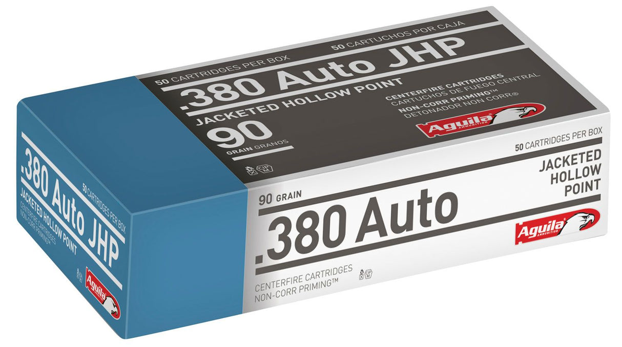 AGUILA AMMUNITION .380 AUTO, JHP, 90gr - BOX OF 50RDS