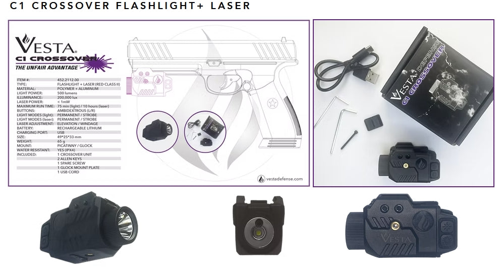 VESTA DEFENSE LASERS & FLASHLIGHTS - THREE MODELS AVAILABLE