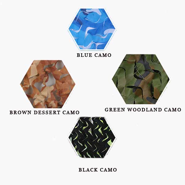 FILET DE CAMOUFLAGE DISPONIBLE EN DIFFÉRENTES TAILLES ET COULEURS