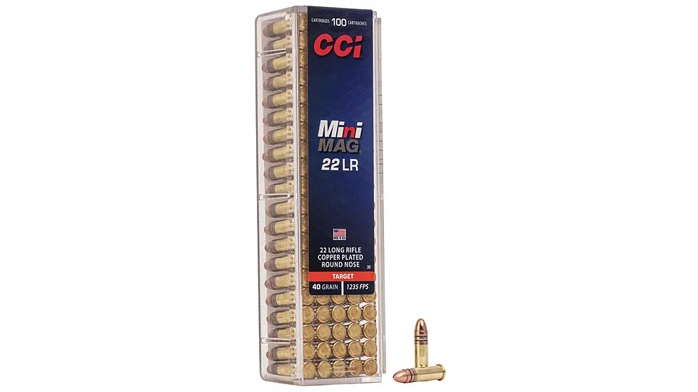 MUNITIONS CCI MINI-MAG .22LR OGIVE ARRONDIE 40 GR HAUTE VITESSE 100 CARTOUCHES/BOÎTE - 1235 FPS
