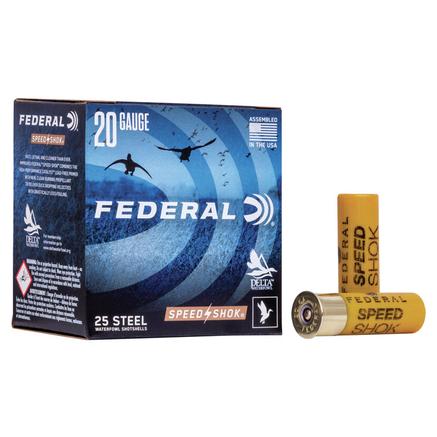 Federal WF2084 Standard Speed-Shok, 20GA, 2,75 "3 / 4oz, 4 tirs, boîte de 25 RDS