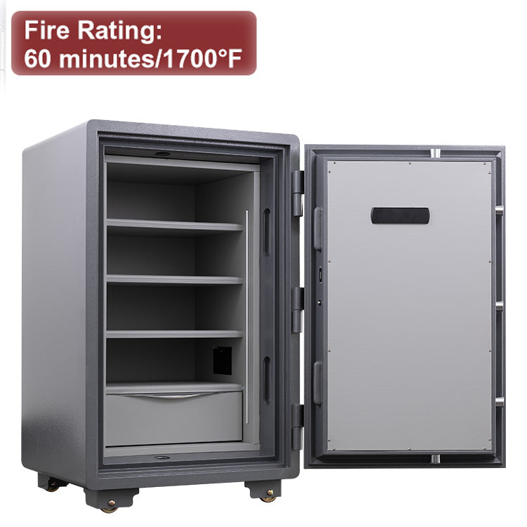 COFFRE-FORT SAFEWELL GRIS RÉSISTANT AU FEU – ÉVALUATION DU FEU : 60 MIN. / 1700°F - COULEURS INTÉRIEURES DISPONIBLES : NOIR, GRIS OU BLEU - RAMASSAGE EN MAGASIN UNIQUEMENT