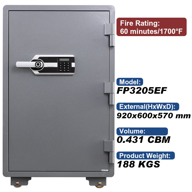 COFFRE-FORT SAFEWELL GRIS RÉSISTANT AU FEU – ÉVALUATION DU FEU : 60 MIN. / 1700°F - COULEURS INTÉRIEURES DISPONIBLES : NOIR, GRIS OU BLEU - RAMASSAGE EN MAGASIN UNIQUEMENT