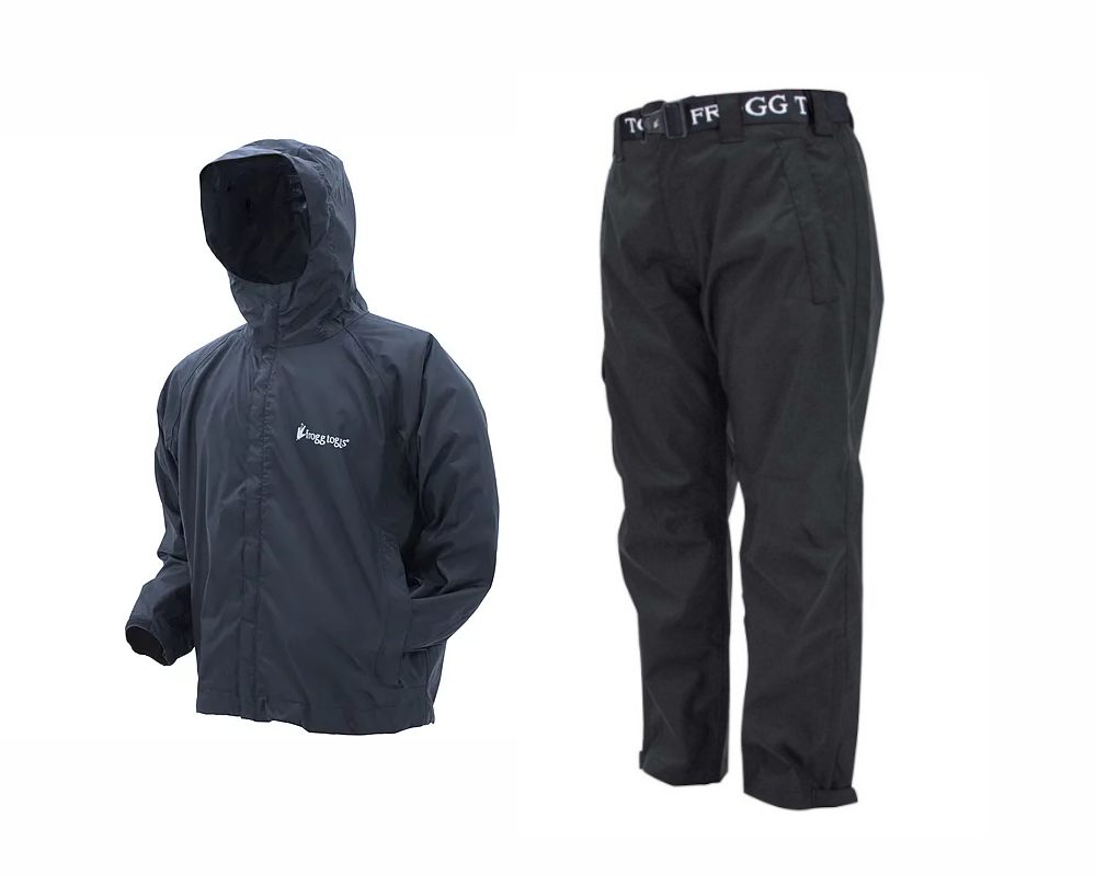 FROGG TOGGS MEN'S STORMWATCH BLACK JACKET AND PANTS - DIFFERENT SIZES AVAILABLE
