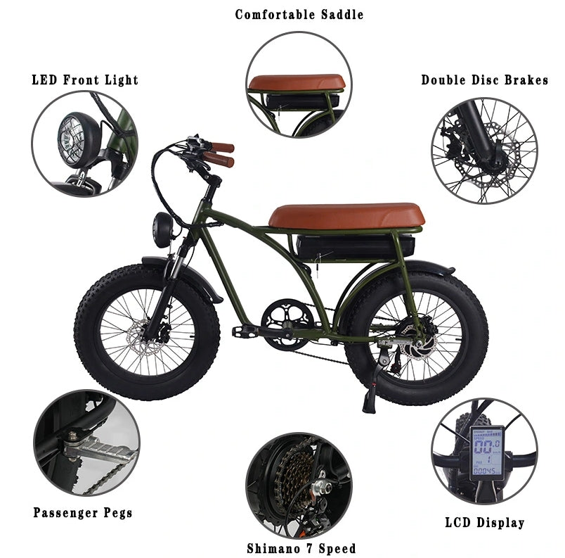 FXH-005 ELECTRIC MOUNTAIN BIKE 500W - 7 SPEED REAR HUB MOTOR - FRONT AND REAR DISC BRAKES - 20 INCH WHEELS - LED HEADLIGHT - 45-50KM BATTERY LIFE - INCLUDES BATTERY AND CHARGER - AVAILABLE IN TWO COLORS