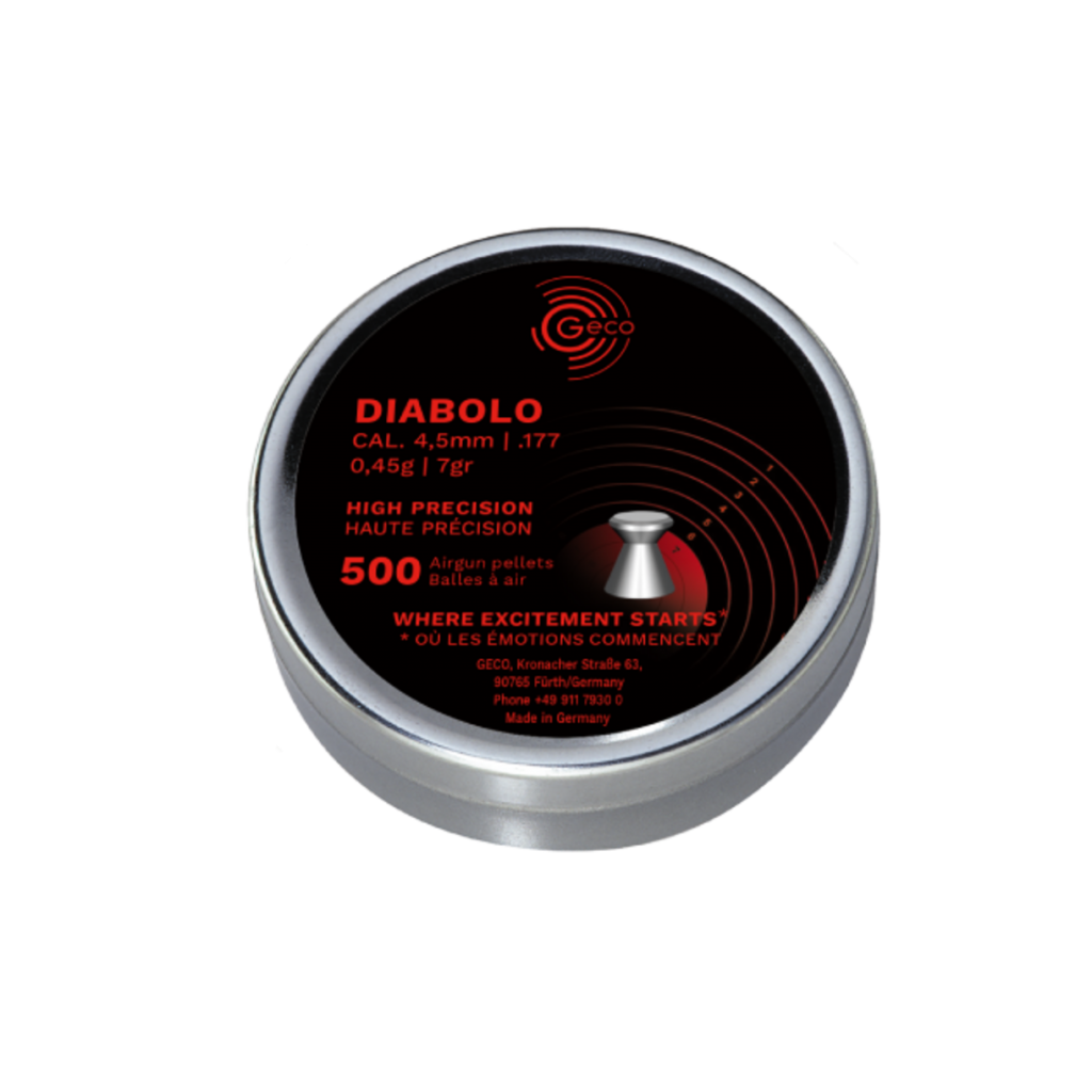 GECO 4,5MM (.177) DIABOLO À TÊTE PLATE POUR CIBLES – BOÎTE DE 500 PROJECTILES