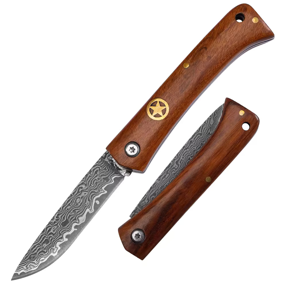 COLUMBIA FOLDING KNIFE - SHERIFF STAR WOOD