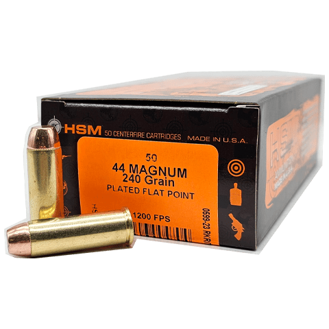 MUNITIONS HSM .44MAG 240GR À TÊTE PLATE PLAQUÉE