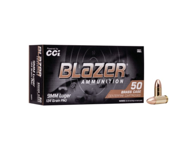 CCI BLAZER BRASS 9MM 124GR FMJ - BOX OF 50 RDS