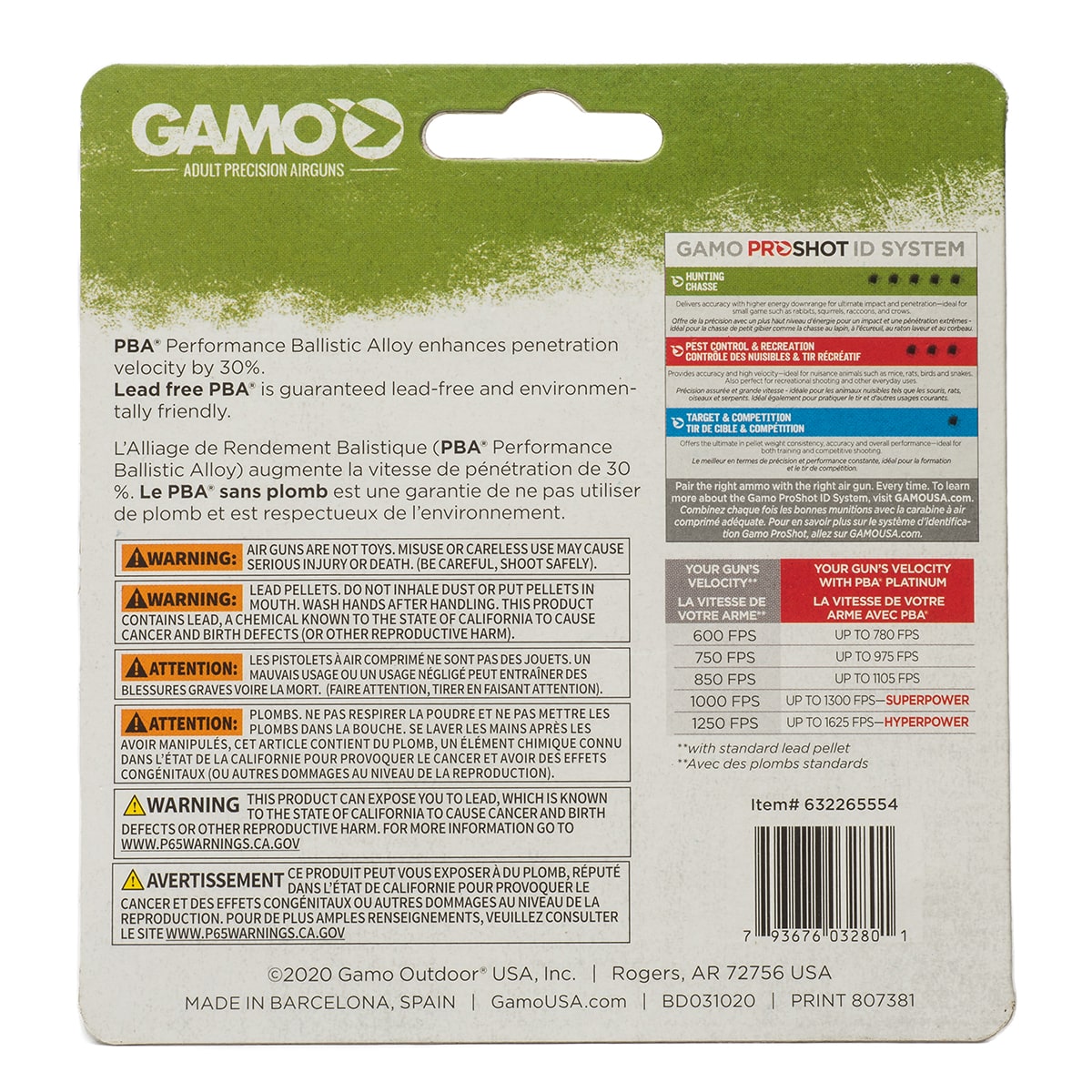 BILLES GAMO PBA (PERFORMANCE BALLISTIC ALLOY) CALIBRE .22, QUANTITÉ DE 50 - PACK BLISTER - DEUX MODÈLES DISPONIBLES