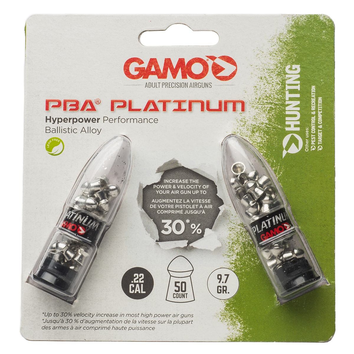 BILLES GAMO PBA (PERFORMANCE BALLISTIC ALLOY) CALIBRE .22, QUANTITÉ DE 50 - PACK BLISTER - DEUX MODÈLES DISPONIBLES