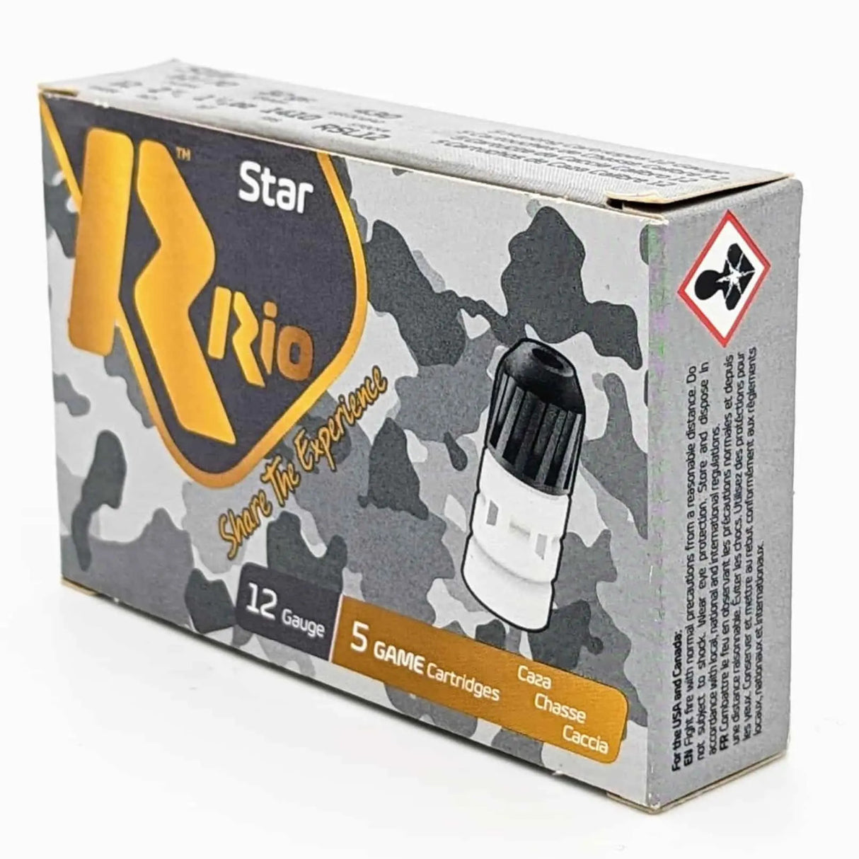 MUNITIONS RIO ROYAL STAR IPSC SLUG, CAL. 12GA, 70 MM (2 3/4 POUCES), 32 G, 1 1/8 OZ, 1410 FPS, BOÎTE DE 5 CARTOUCHES