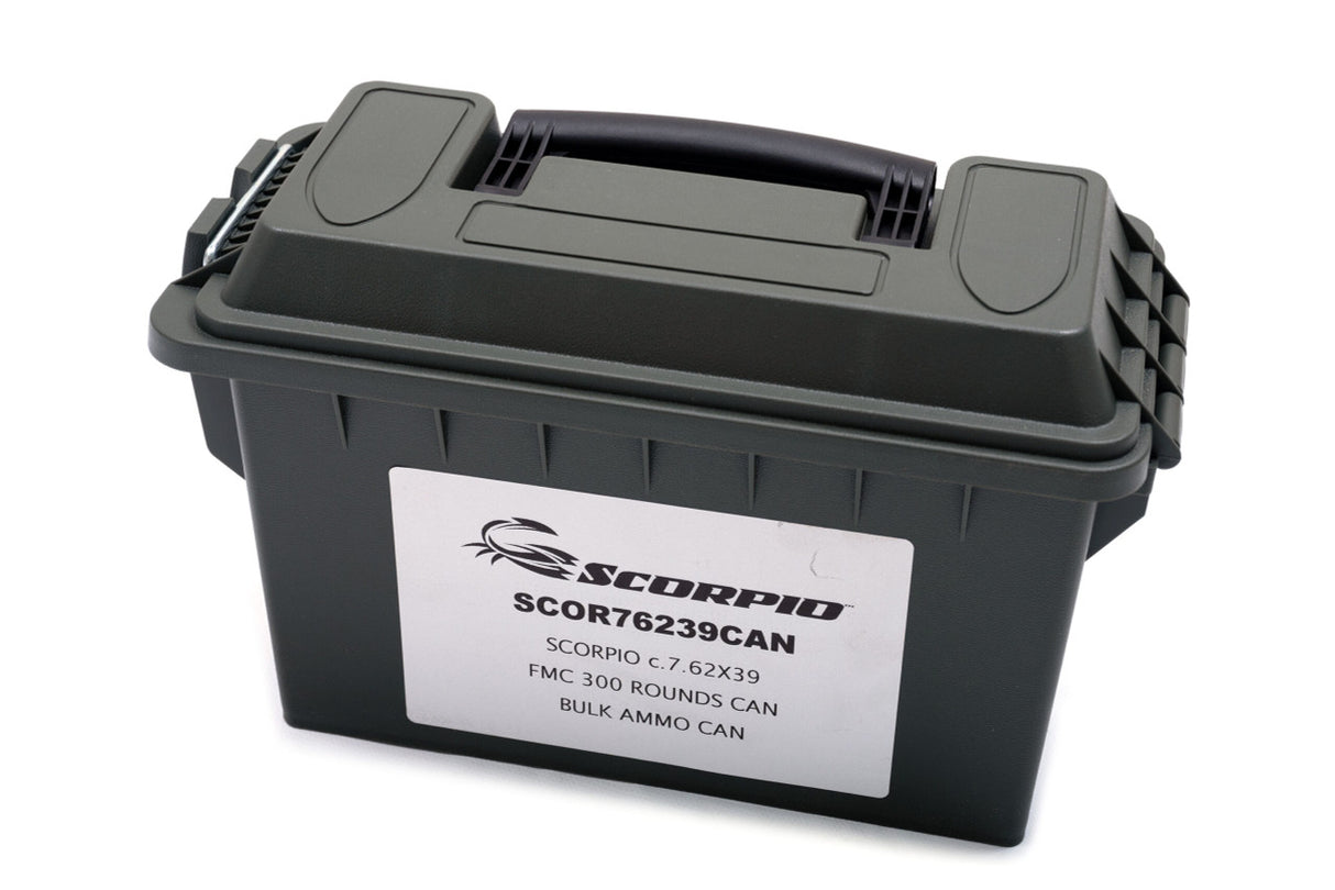 SCORPIO AMMUNITION 7.62x39 FMC 300 ROUNDS CAN BLK AMMO CAN