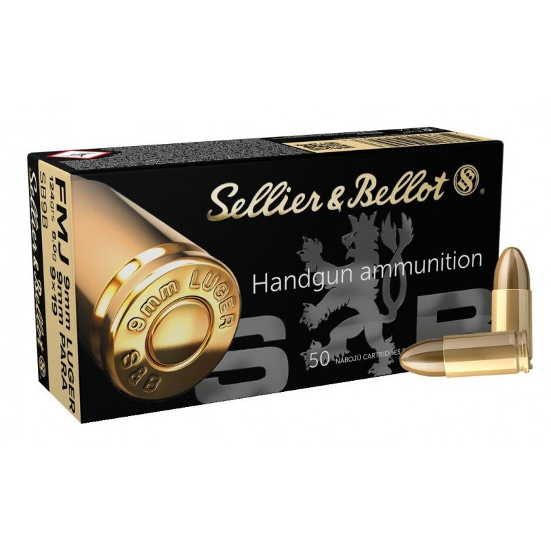 SELLIER & BELLOT, S&B, 9MM 124 FMJ, BOX OF 50 ROUNDS