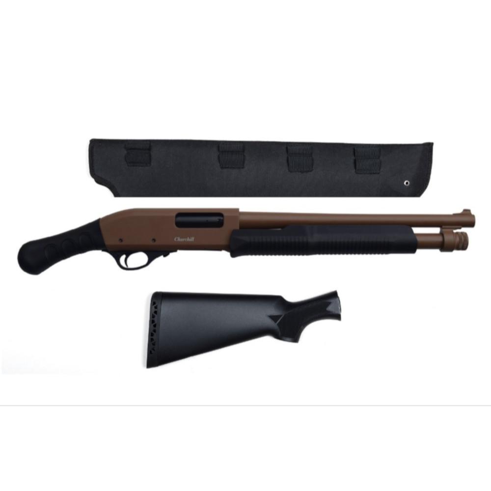 FUSIL À POMPE CHURCHILL CAL. 12 3', CANON DE 15' AVEC POIGNÉE SHOCKWAVE ET FOURREAU GRATUIT - COULEURS DIFFÉRENTES DISPONIBLES :