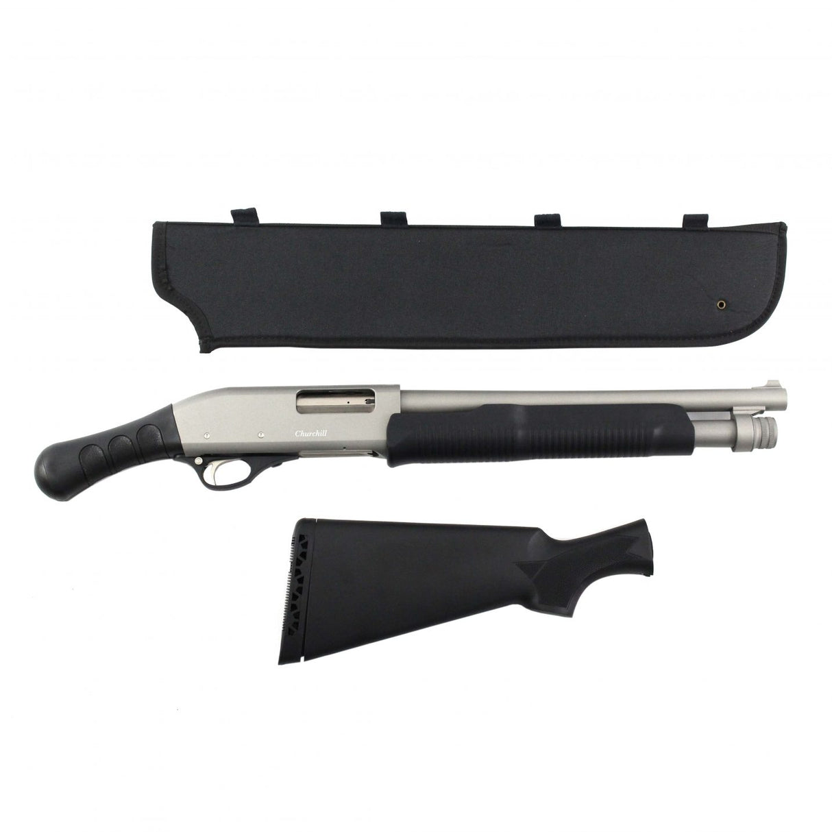 FUSIL À POMPE CHURCHILL CAL. 12 3', CANON DE 15' AVEC POIGNÉE SHOCKWAVE ET FOURREAU GRATUIT - COULEURS DIFFÉRENTES DISPONIBLES :