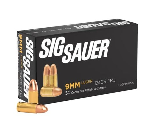 SIG SAUER E9MMB2-50 ELITE PERFORMANCE PISTOL BAL 9MM, 124GR FMJ 1165FPS, 50RDS, BOXED