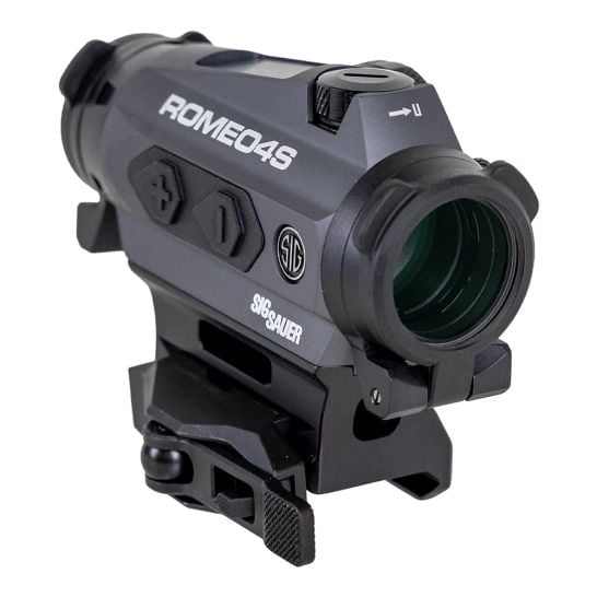 VISEUR POINT ROUGE SIG SAUER ROMEO4S, CERCLE-POINT BALISTIQUE, SOLAIRE, AJUSTEMENT 0.5 MOA, BATTERIE LATÉRALE, MONTURES TORX ET QR, FINITION GRAPHITE