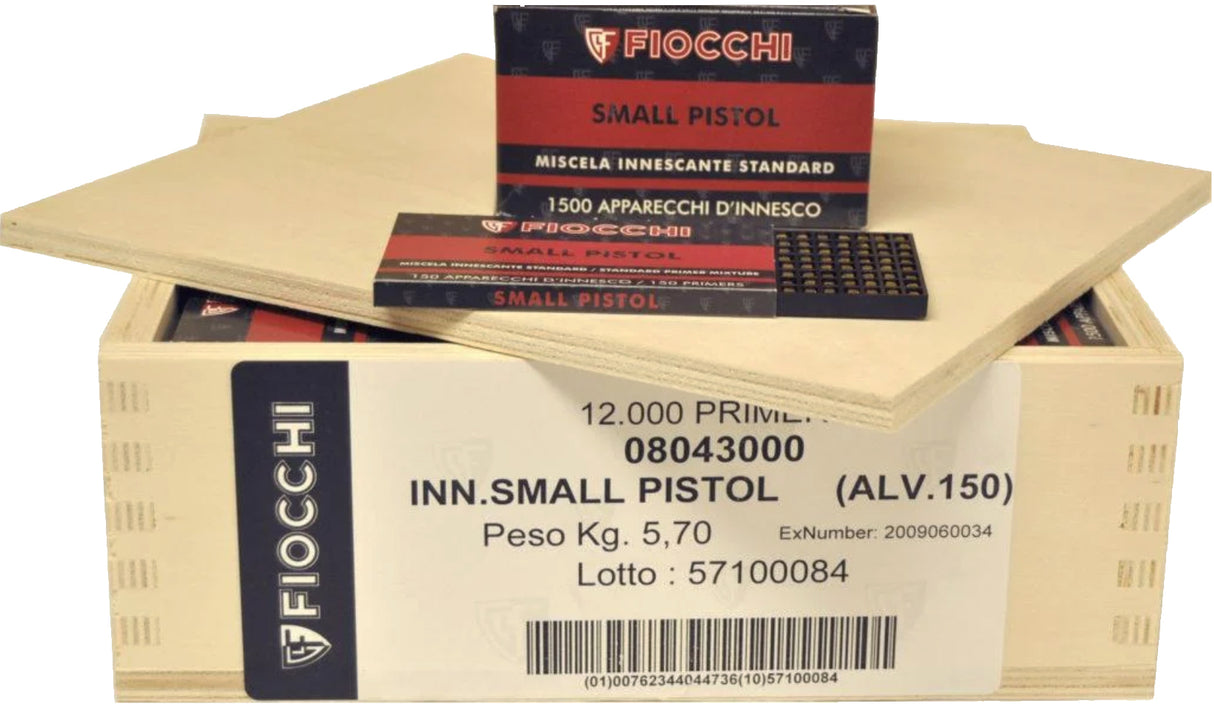 PETITS AMORCES FIOCCHI POUR PISTOLET - ÉQUIVALENT À 84,88 $ POUR 1000 UNITÉS - BOÎTE DE 1500 UNITÉS / CAISSE DE 12000 UNITÉS