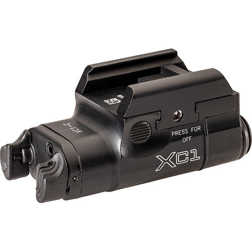 SUREFIRE XC1-C COMPACT PISTOL LIGHT, 1.5v, WEDGE LOCK UNIVERSAL/PICATINNY RAIL MOUNT, 300 LUMENS, ONE AAA Ni-MH RECHARGEABLE BATTERY, TYPE III ANODIZED ALUMINUM, BLACK