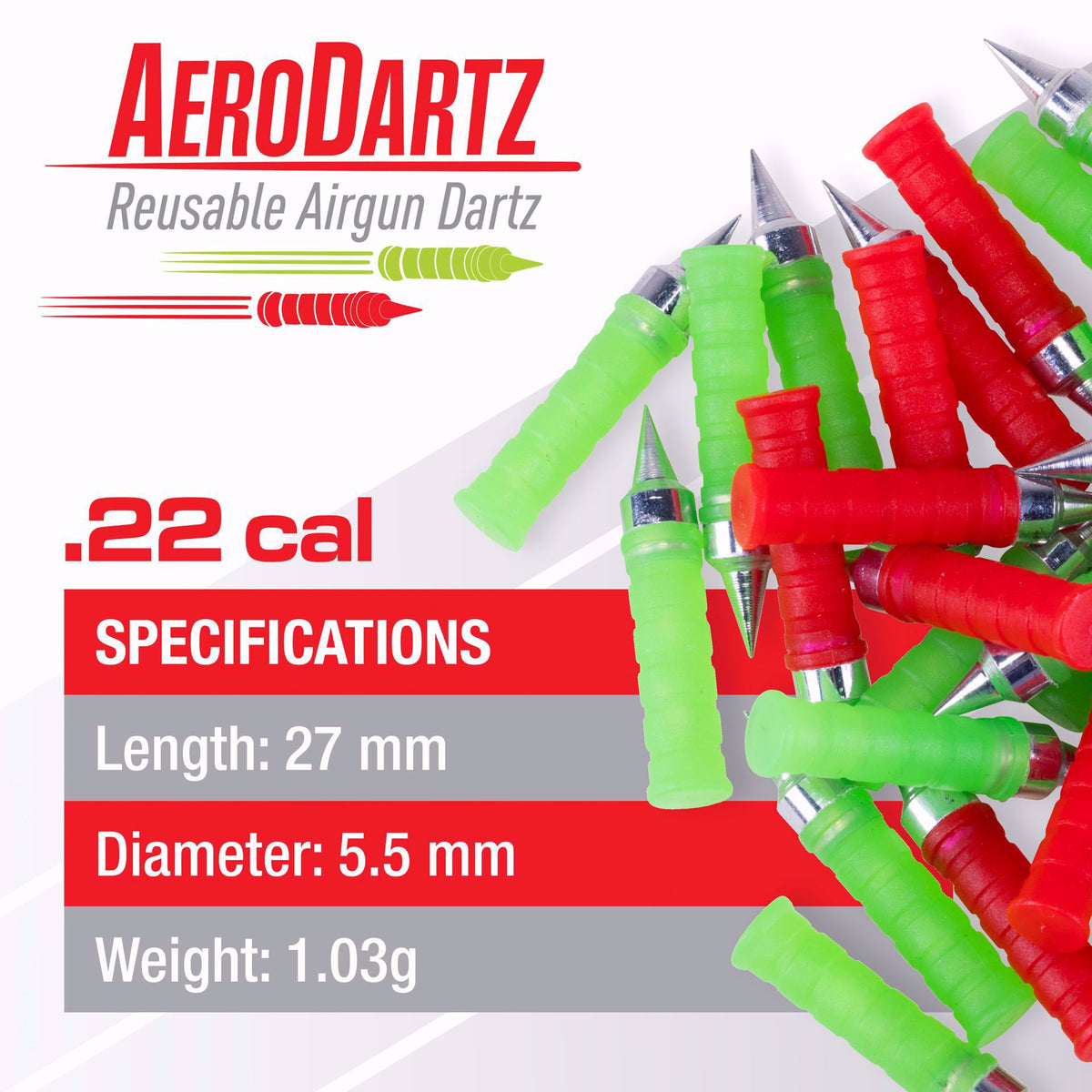 UMAREX UX AERODARTZ .22 (62 COUNT) RED/GREEN