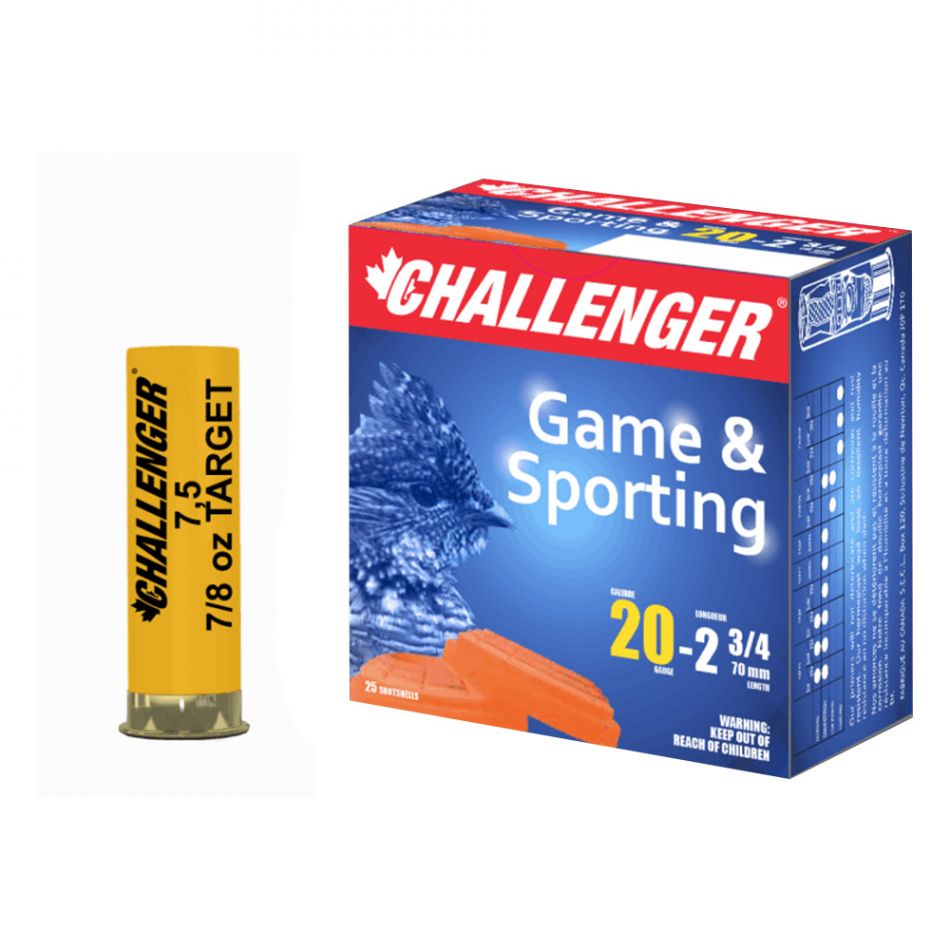 Challenger (40068) 20ga Charge cible 7/8oz, 2-3 / 4 ", 1250 ips, 8