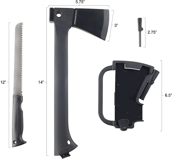 Wakeman Multi-Function Camping Axe with Saw and Fire Starter