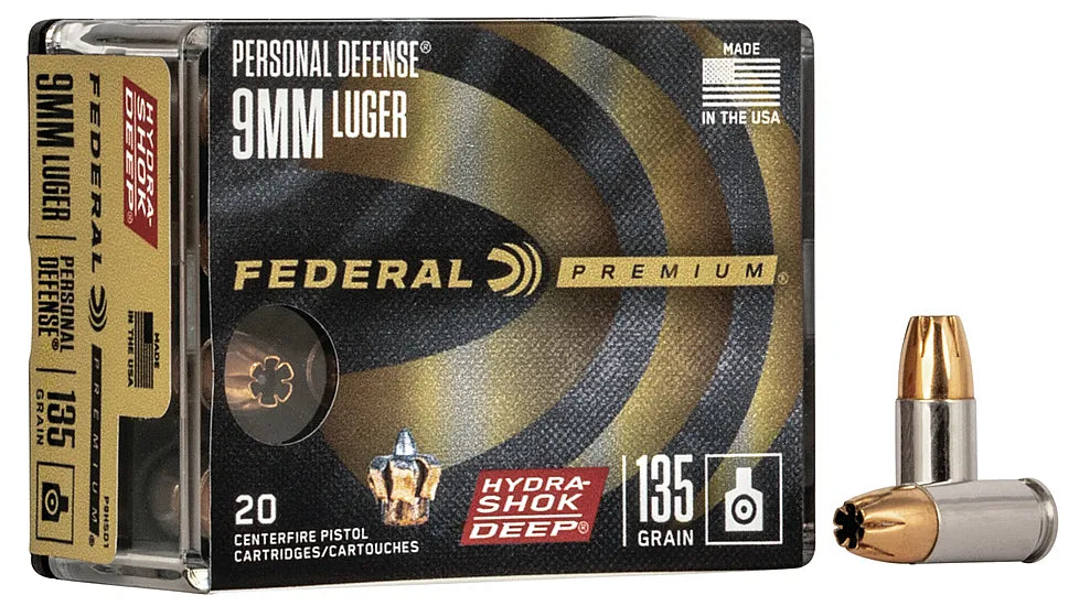 Nourri de 9 mm Luger 135gr Hydra-Shok Deep HP