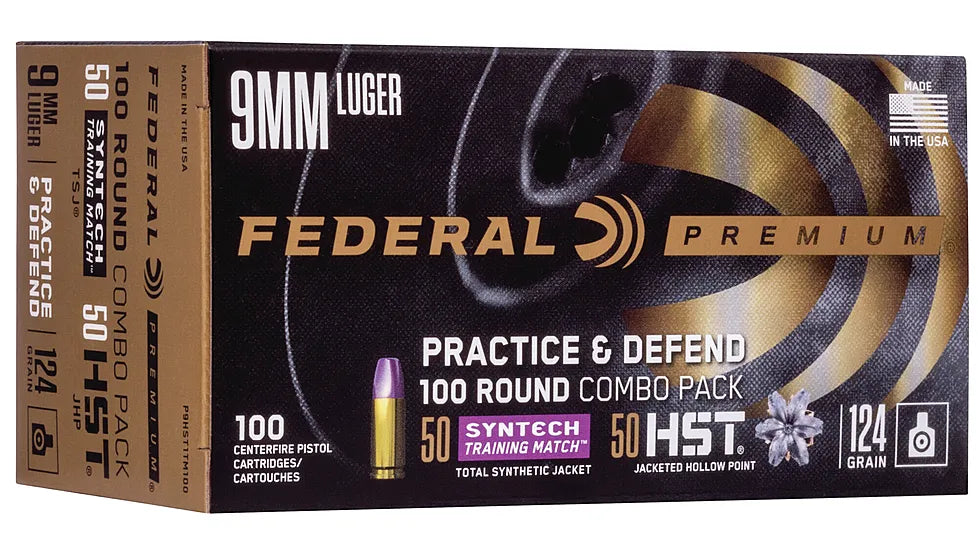 Fed 9 mm, 124gr Practice et défendre le combo HST / Syntech