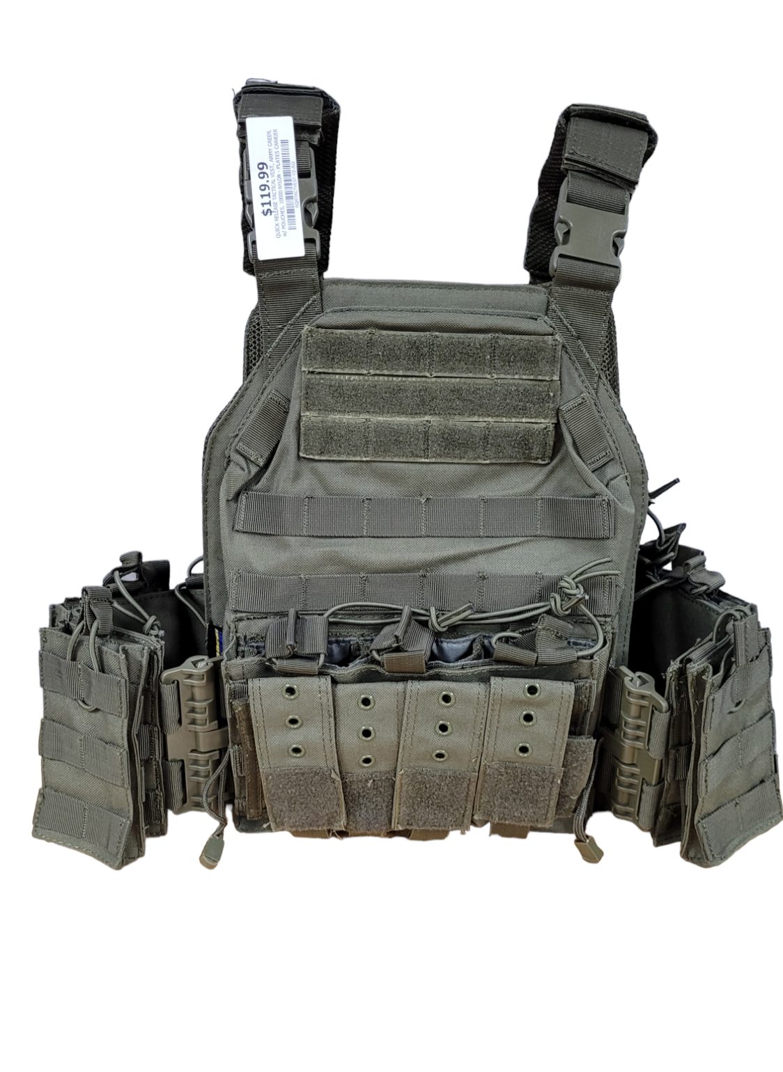 QUICK RELEASE TACTICAL VEST, 1000D NYLON, WITH POUCHES - PLATES CARRIER