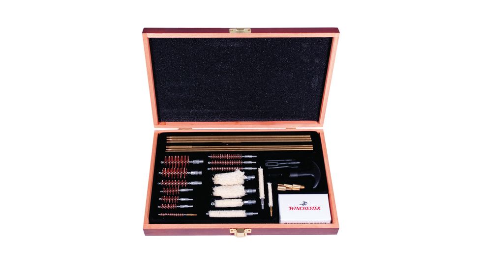 WINCHESTER WIN76W 42 PIECE DELUXE UNIVERSAL GUN CLEANING KIT IN WOODEN CASE