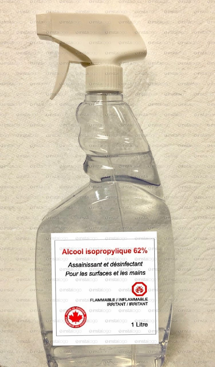 Alcool Isopropylique 62% Spray Sanitizer/Disinfectant for surfaces and hands