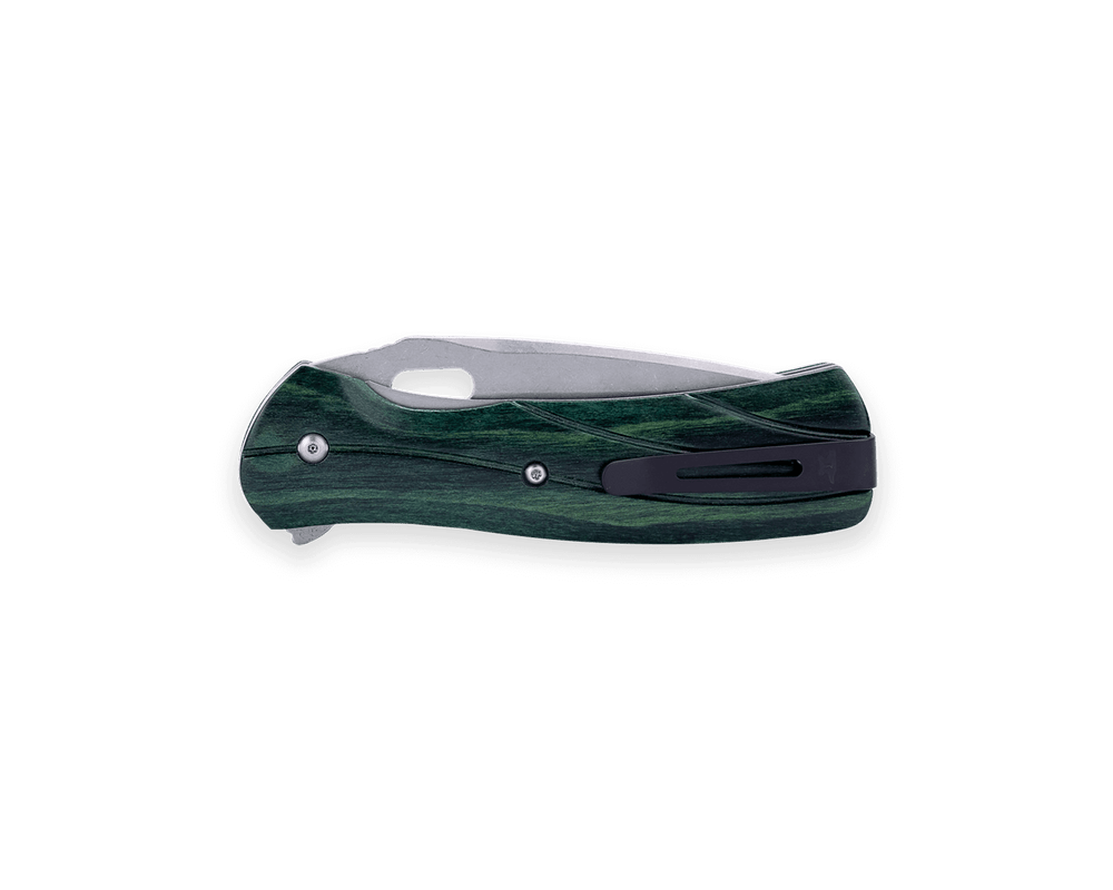 BUCK KNIFE VANTAGE FORCE, STONEWASH SERRATED, TN SCALES, REVERSE