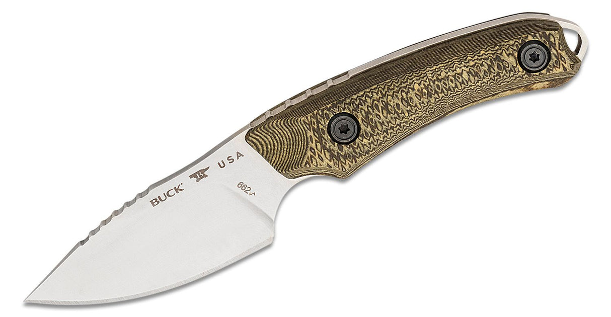 BUCK KNIFE ALPHA SCOUT PRO, RICHLITE BROWN/CREAM LAYERD HDL