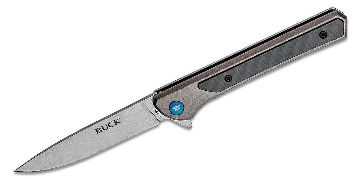 BUCK KNIFE CAVALIER, FRAME LOCK, GRAY ANODIZED ALUMINUM HDL