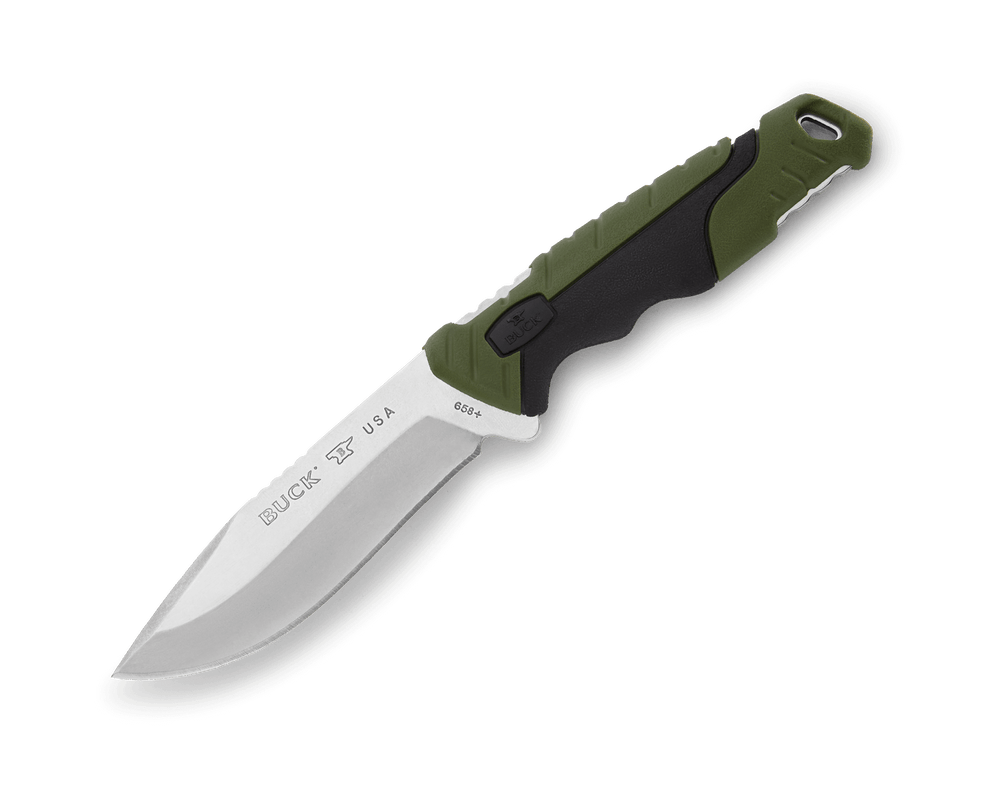 BUCK KNIFE PURSUIT, SM FIXED, GREEN MOLDED HDL