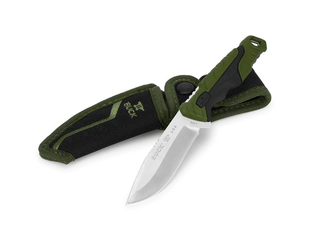 BUCK KNIFE PURSUIT, SM FIXED, GREEN MOLDED HDL