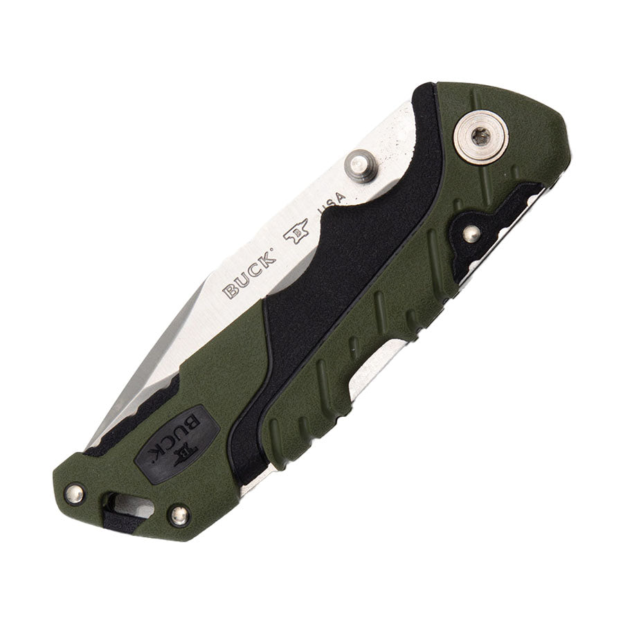 BUCK KNIFE PURSUIT, SM FOLDER, BLACK/GREEN MOLDED HDL