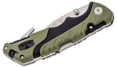 BUCK PURSUIT, LG, FOLDER, BLACK/GREEN MOLDED HDL, GUTHOOK