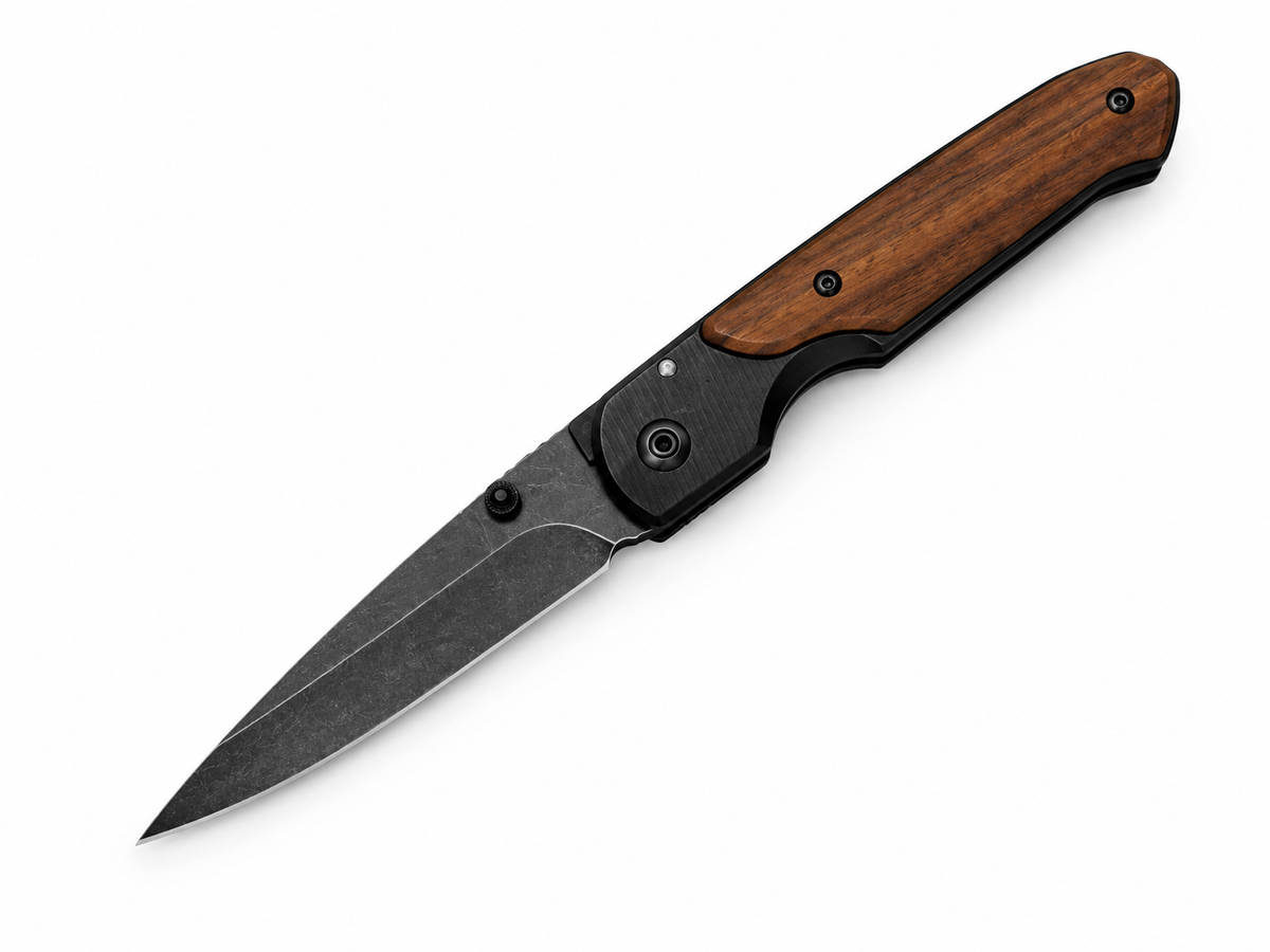 COLUMBIA FOLDING KNIFE - WOOD AND BLACK FINISH