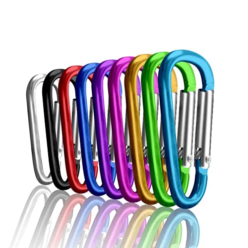 D SHAPE LIGHTWEIGHT ALUMINUM CARABINER CLIP WITH SNAP LOCK - 12KN W/ SCREW LOCK 7075 ALUMINUM