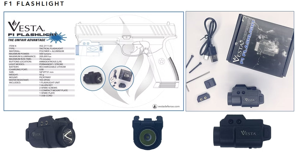 VESTA DEFENSE LASERS & FLASHLIGHTS - THREE MODELS AVAILABLE