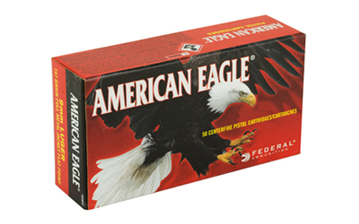 FEDERAL AMERICAN EAGLE 9MM LUGER 147GR FMJ FLAT POINT