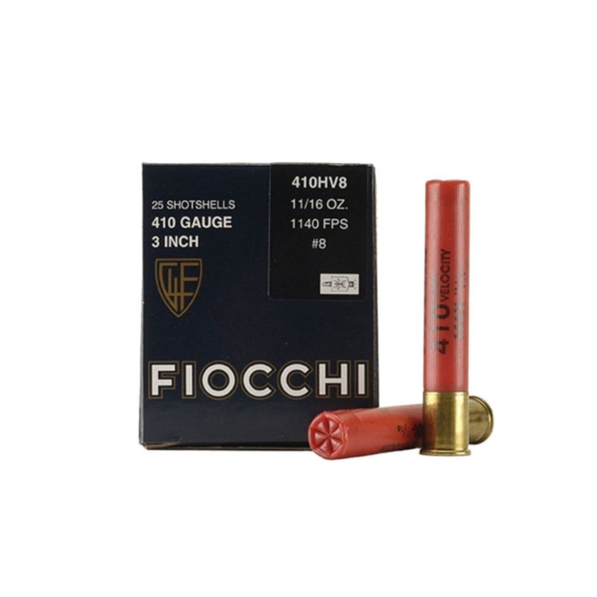 FIOCCHI UPLAND GAME, HV-LEAD HUNTING, 410GA, 3", 1140FPS, 11/16OZ, #8 - BOX OF 25 RDS