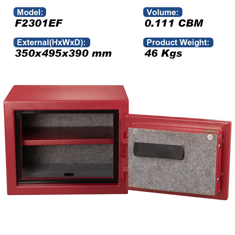 Safewell Small Red SAFE SAFE FIRE RESSAILTANT - CLACTION DE FEU: 60 min. / 1700 ° F