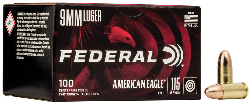 Federal American Eagle 9mm 115gr FMJ 100 / Pack