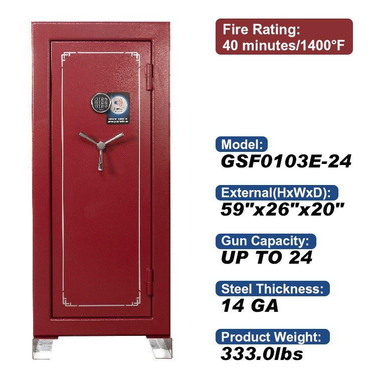 SAFEWELL RED SAFE SAFE FIRE RESSAILTANT - CLACTION DE FEU: 40 min. / 1400 ° F-Différent Modèles pour de nombreuses armes à feu