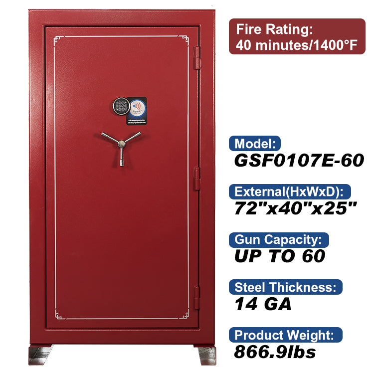 SAFEWELL RED SAFE SAFE FIRE RESSAILTANT - CLACTION DE FEU: 40 min. / 1400 ° F-Différent Modèles pour de nombreuses armes à feu